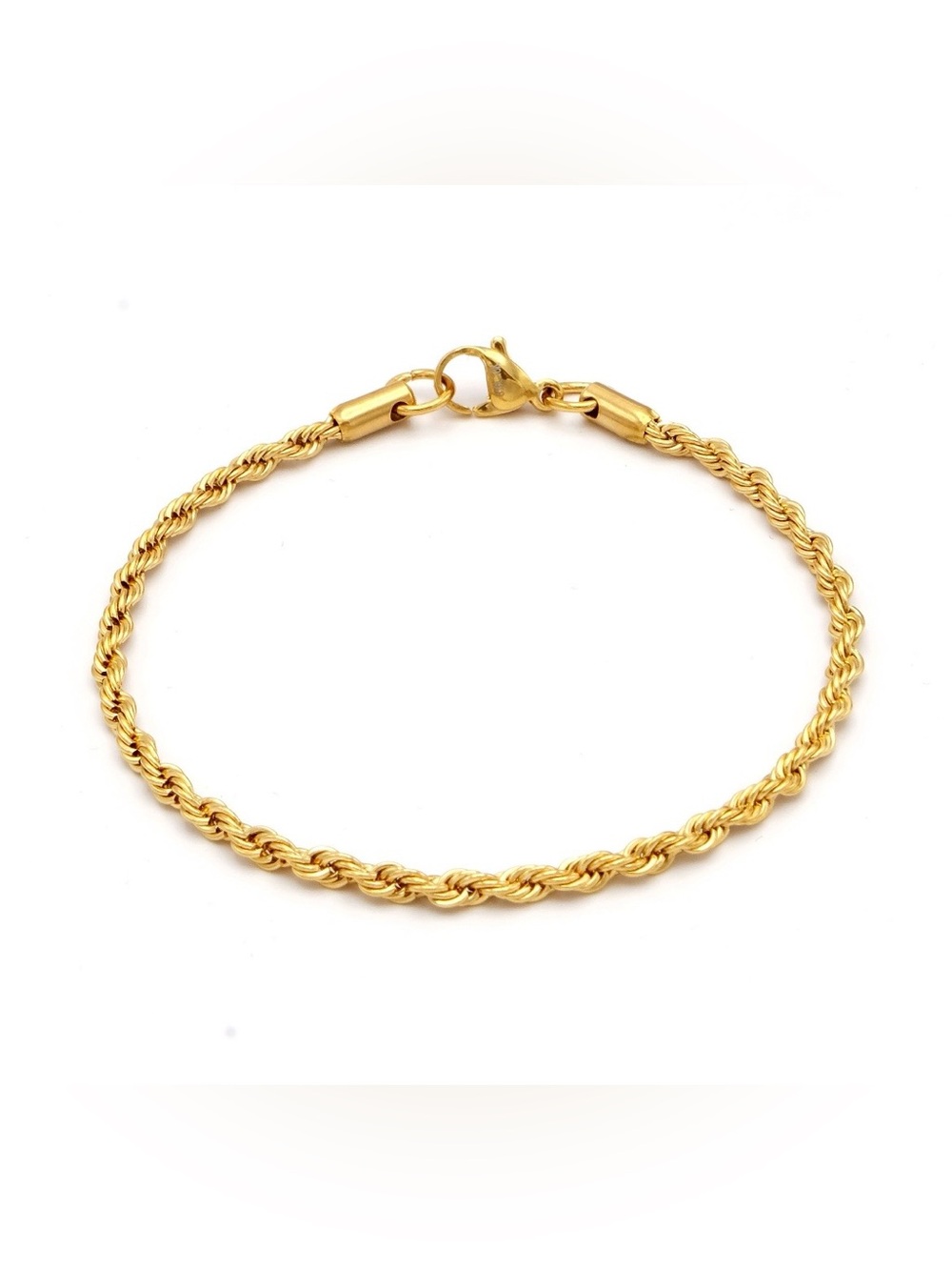 316L Stainless Steel 18 K Gold Plated Rust Proof Rope Chain Bracelet